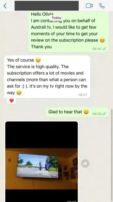 WhatsApp message 9 from satisfied customer praising our IPTV Ireland service